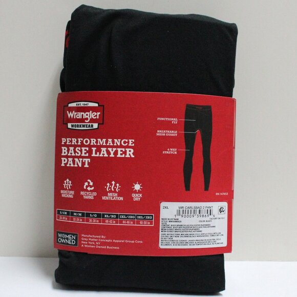 Wrangler Workwear Men's 2XL Black Performance Base Layer Pant - Picture 2 of 9